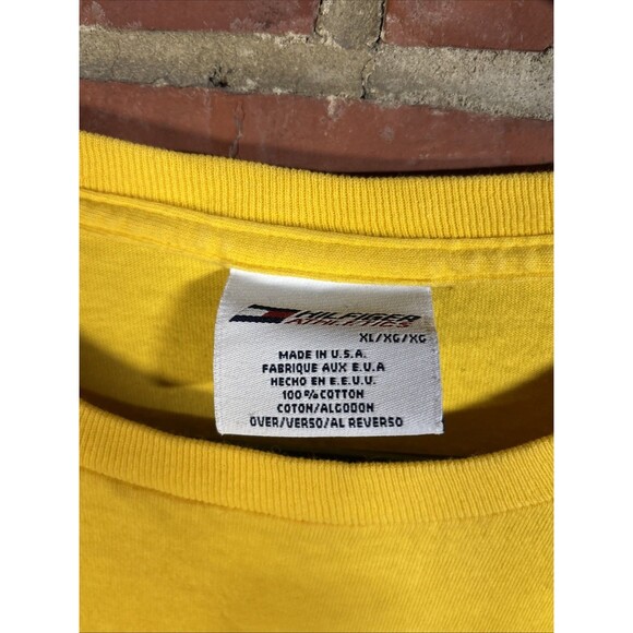 Vintage 90s Tommy Hilfiger Athletics Yellow Shirt USA Made Short Sleeve Adult XL - Picture 3 of 7